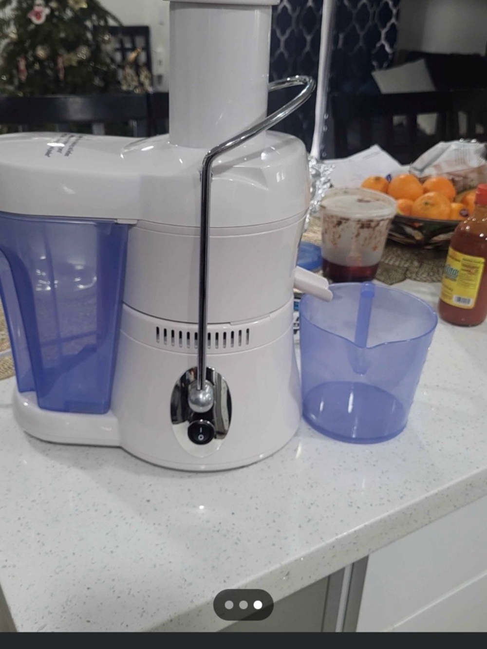 White and Light Blue Electric Juicer | Home Kitchen